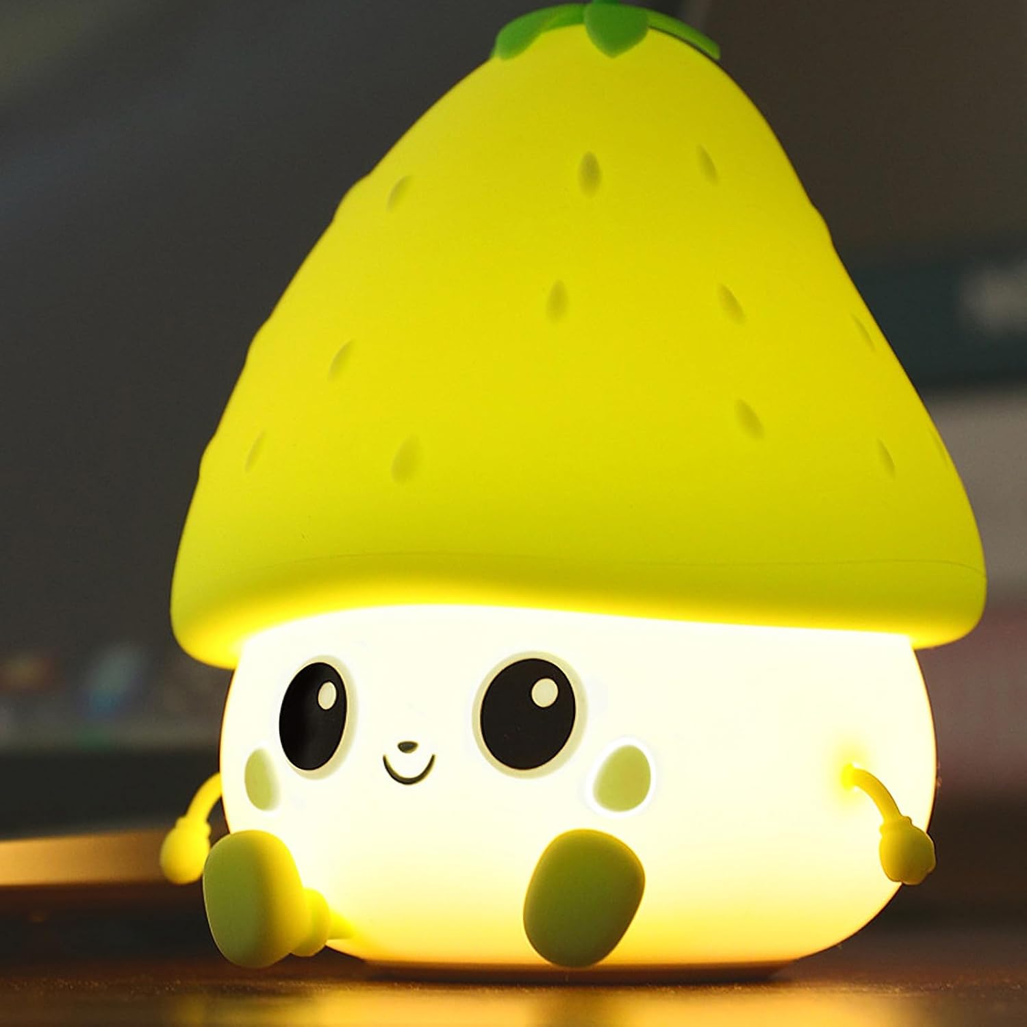Niedliche, Wiederaufladbare Silikon-nachttischlampe Mit Erdbeermotiv, Ideal Für Babys Und Kleine Mädchen (grün).