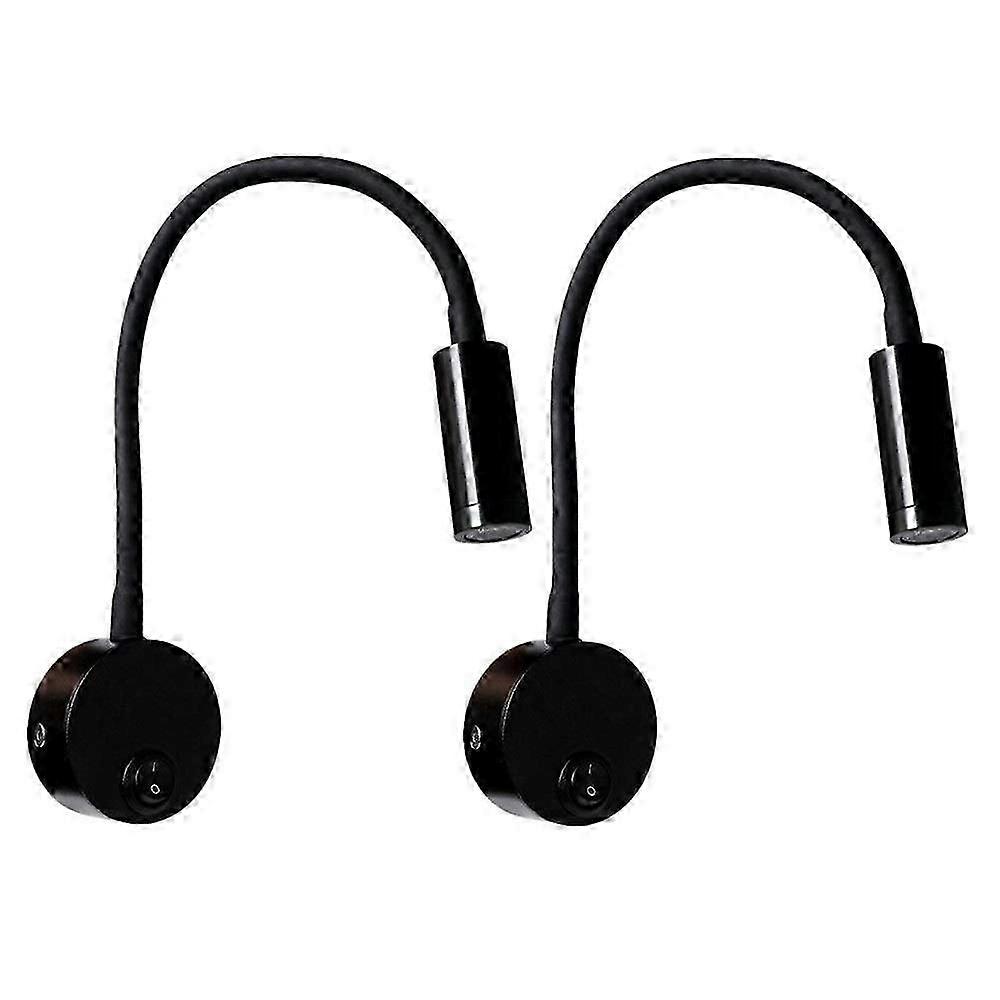 Pieces 3w Schwarze Wandleselampe, Schreibtischlampe Mit Flexiblem Und Verstellbarem Aluminiumhals, Warmweiß
