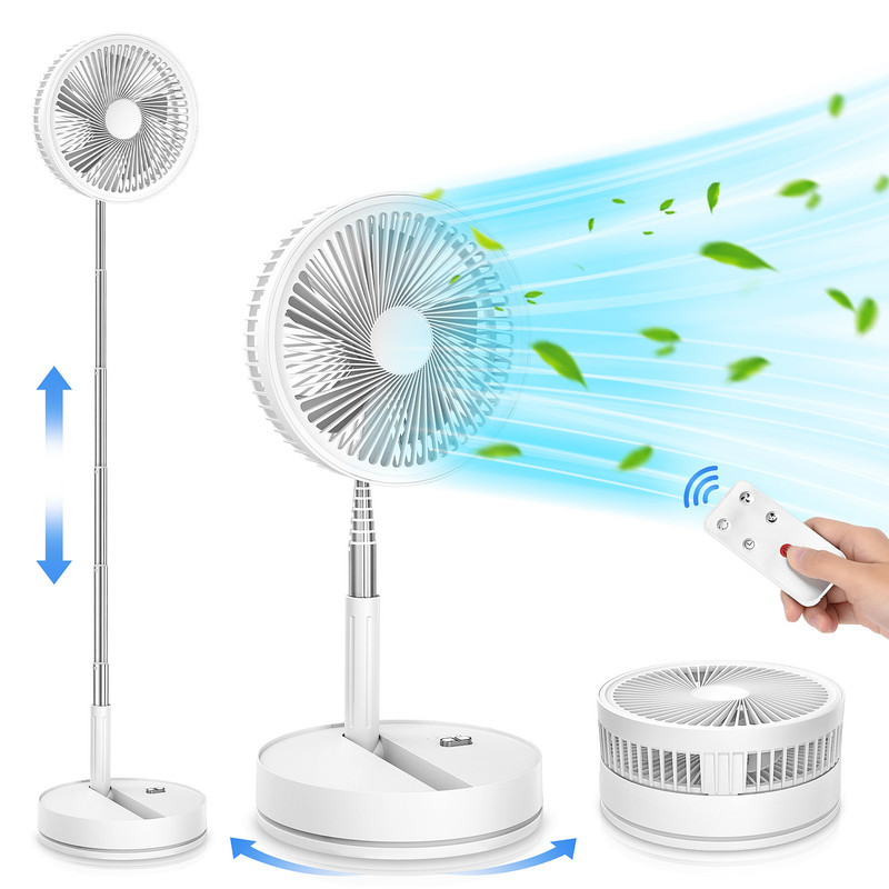 Tragbarer, Faltbarer Standventilator Mit 8000 Mah Akku, 4 Modi, 65° Drehung, Einstellbarer Höhe Und Timer, Für Schlafzimmer, Zuhause Und Büro [nx]