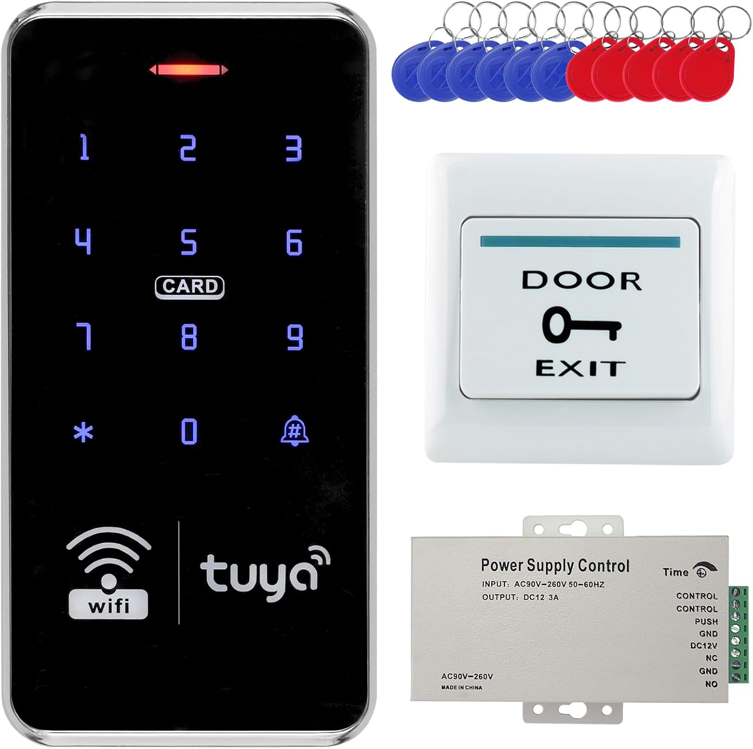 Zutrittskontrollset, Ip68 Wasserdichtes Rfid-tastenfeld, Elektrisches Riegelschloss 150/150 Kg, 10 Schlüsselanhänger.