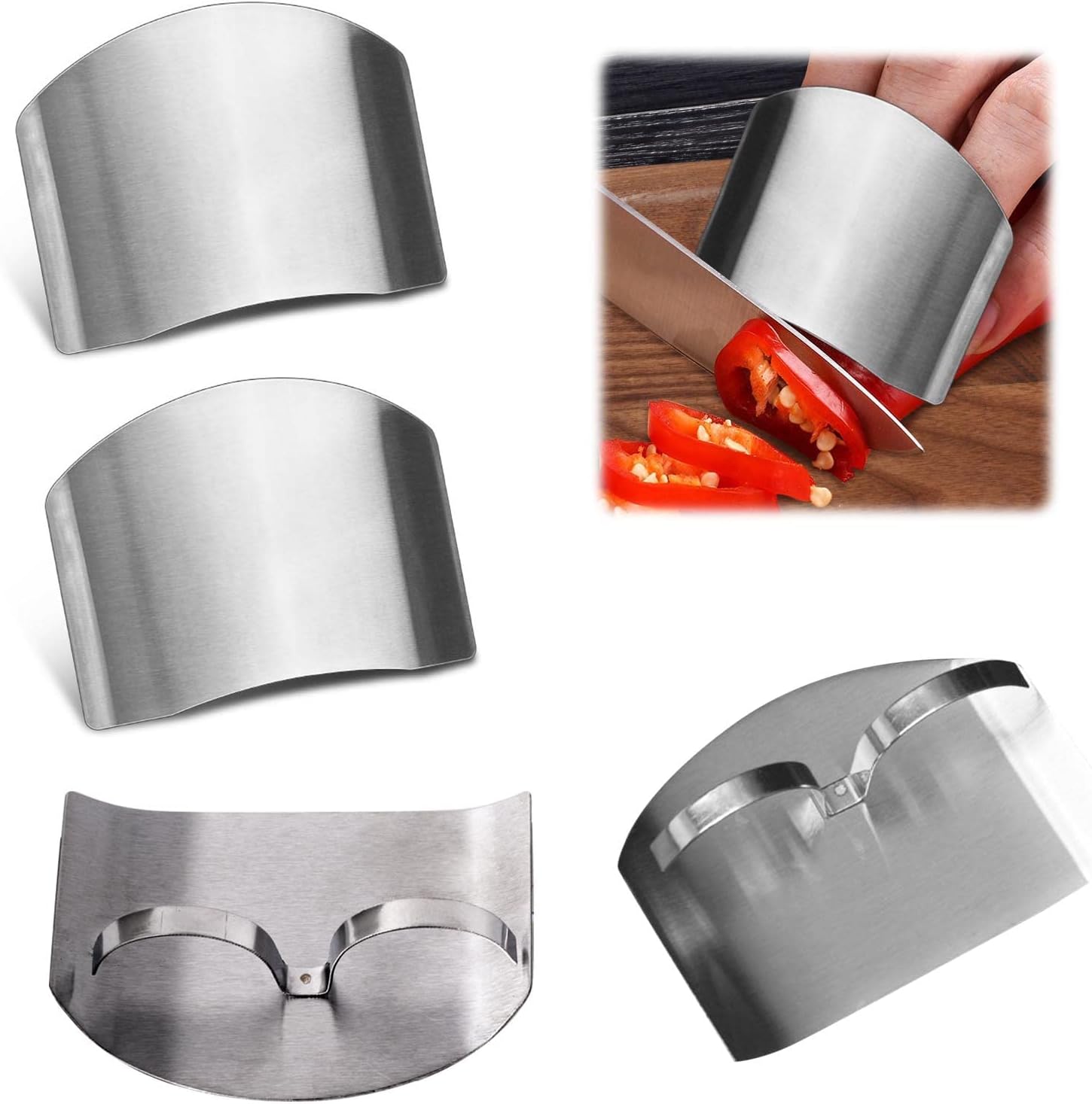 Fingerschutz Aus Edelstahl (2 Stück). Kompatibel Mit Küchenutensilien Und Handschützern. Geeignet Für Fleisch, Gemüse Und Obst. Auch Zum Würfeln Geeignet.