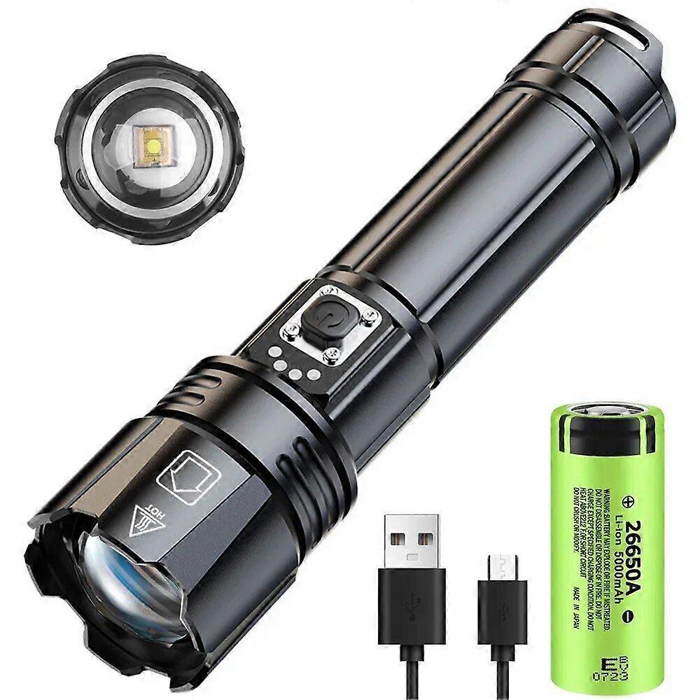 Leistungsstarke, Wiederaufladbare Lep Usb-taschenlampe Mit Zoomfunktion, Notfall-taschenlampe, Ultraheller Scheinwerfer, Große Reichweite, Taktische Campinglaterne