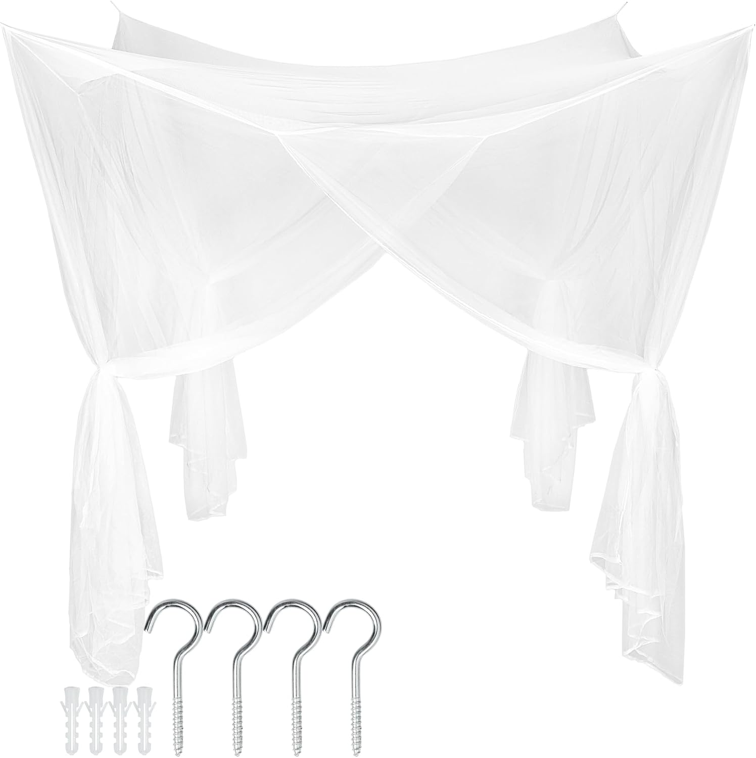 Moskitonetz, Himmelbett, 220 X 200 X 210 Cm, Doppel- Und Einzelbett, 4 Bänder Und 4 Öffnungen, Engmaschiges Netz (156 Löcher/mm²), Moskitonetz-vorhang, Schlafzimmerdekoration
