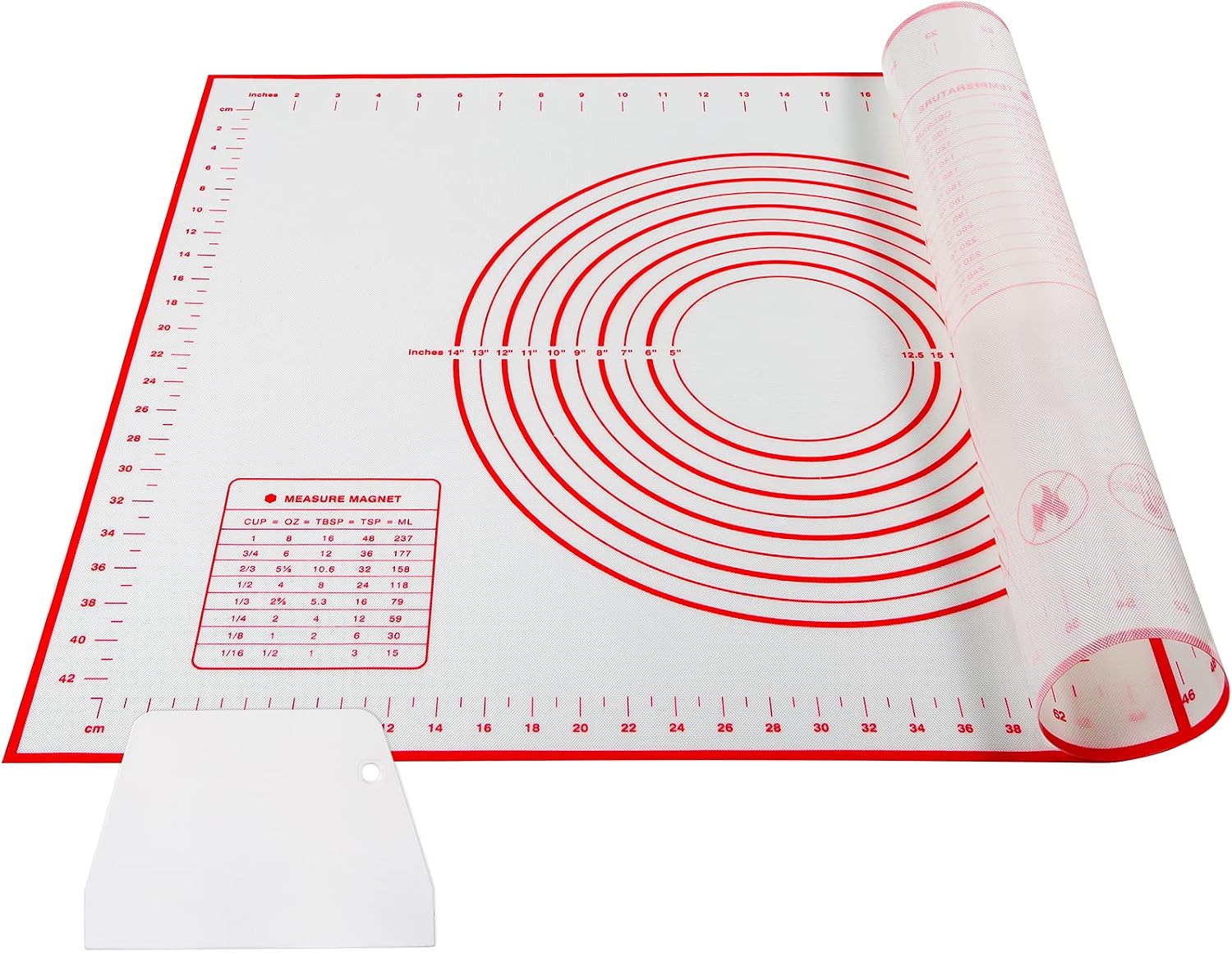 Silikon-backmatte, 70 X 50 Cm, Wiederverwendbar, Antihaftbeschichtet, Bpa-frei, Mit Messbechern Und Teigschaber. Geeignet Für Fondant, Kekse Und Pizza. Farbe: Rot.