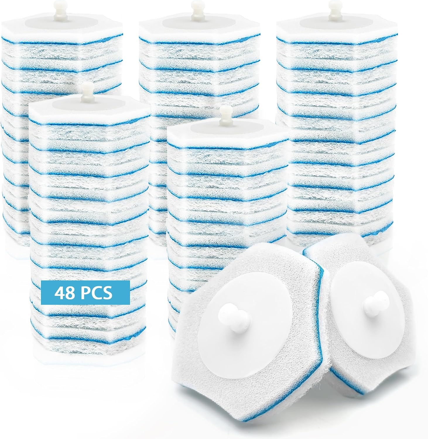 Nachfüllpackung Für Einweg-toilettenbürsten (48 Stück) – Kompatibel Mit Dichtungen, Badeschwämmen Und Reinigungspads. Geeignet Für Waschbecken, Badewannen, Schwimmbecken Und Wischmopps.