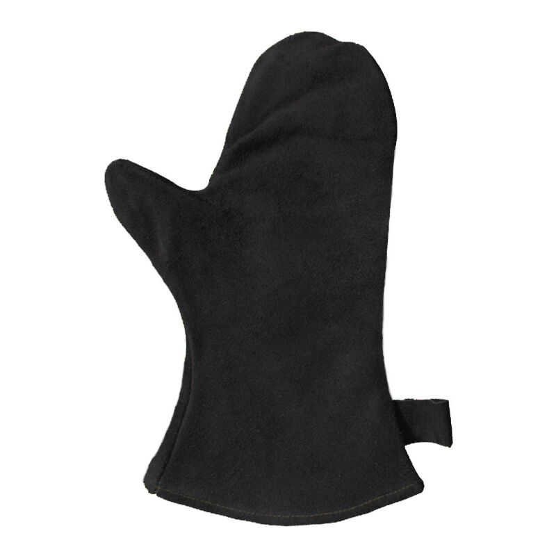 Wärmeisolierender Küchenhandschuh, Küchenhandschuh Aus Leder, Feuerfester Schutzhandschuh, Grillhandschuh, Hitzebeständiger Lederhandschuh, Schwarz [nx]