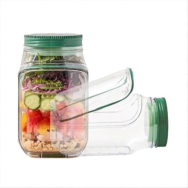 (gratisgabel Für Kurze Zeit) 2 Salatgläser Aus Glas Mit Seitlicher Öffnung, Mikrowellen-, Spülmaschinen- Und Gefriergeeignet. Ideal Zum Kochen Und Für Unterwegs.