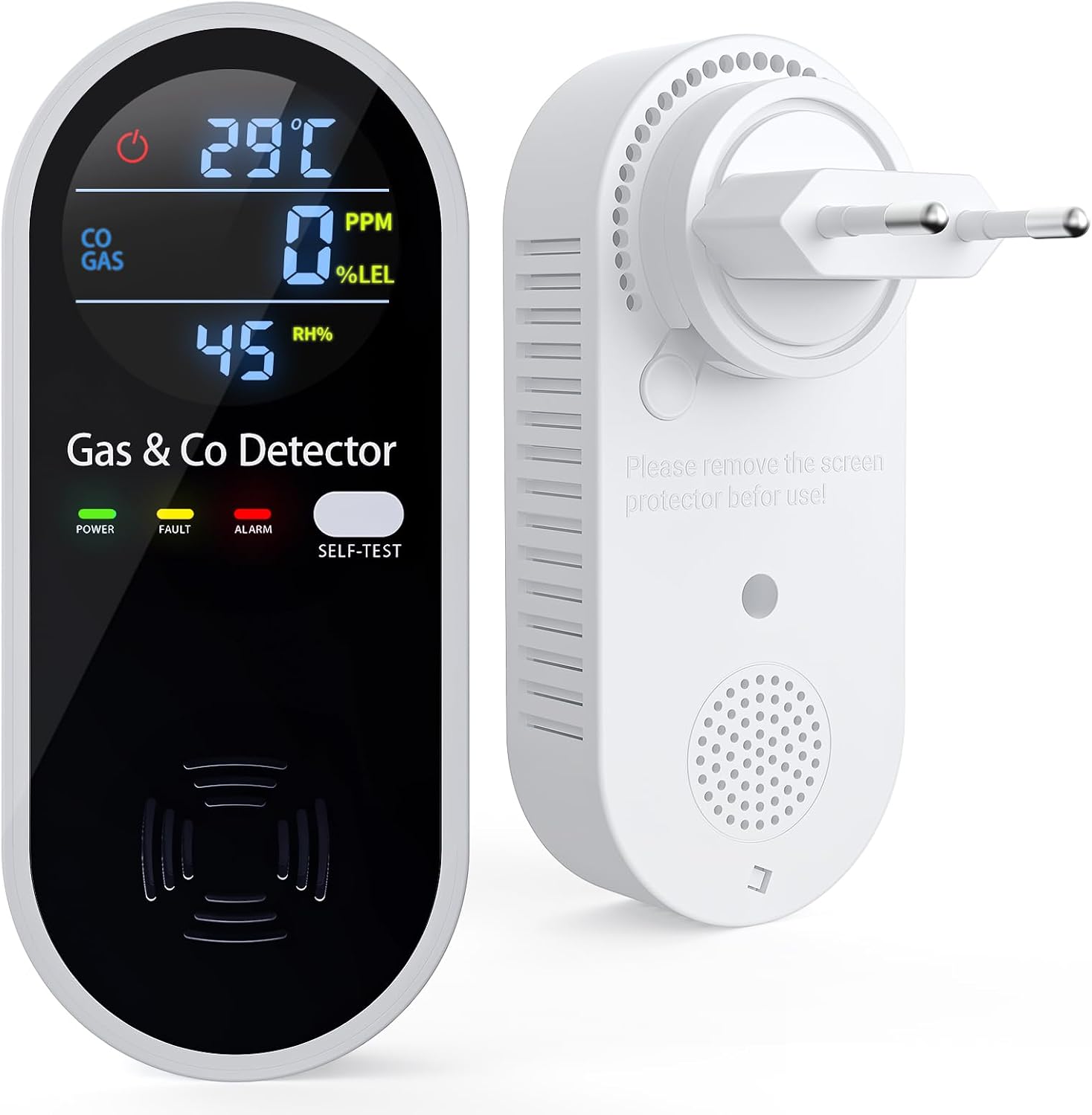 4-in-1-gas- Und Kohlenmonoxidmelder Mit Akustischem Alarm, Co-messung, Temperatur- Und Feuchtigkeitsmessung Sowie Selbsttest. Geeignet Für Wohnzimmer, Schlafzimmer, Keller, Garagen, Büros Und Mehr.