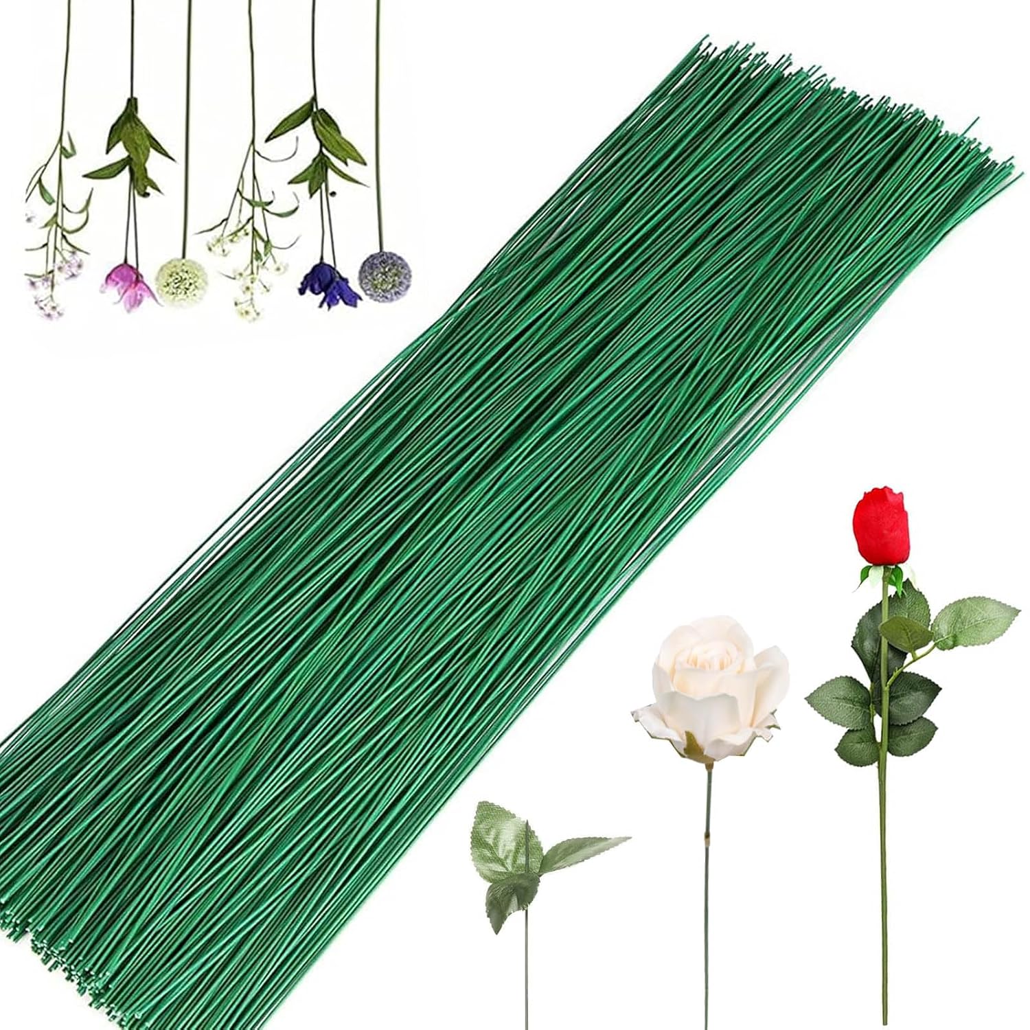 Grüner Blumendraht, 100 Stück, Dunkelgrüner Künstlicher Blumenstiel, 25 Cm, Geeignet Für Verpackungen, 25 Cm