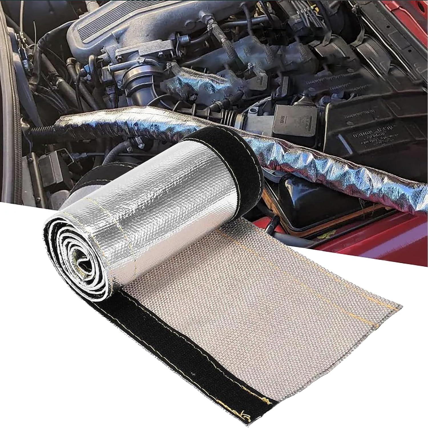 Hitzeschild Aus Glasfaser, Aluminiumkaschiertes Hitzeschild 600 X 106 Mm, Hitzebeständig, Metallschutzschlauch, Kabelisolierungsschlauch, Grauer Wärmeschutzschlauch