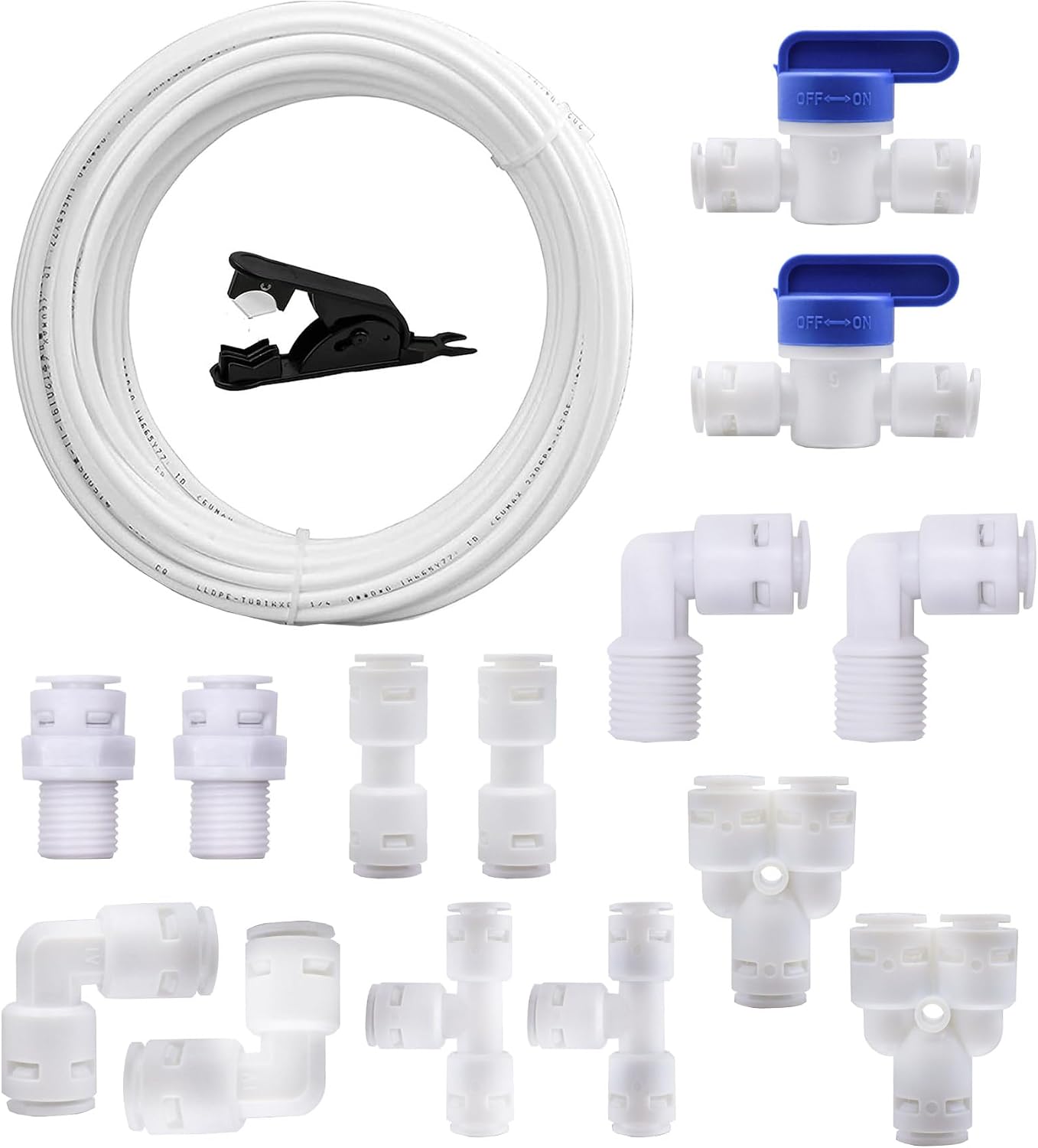 5 Meter (1/4") Wasserschlauch Mit Kühlschrankanschluss + 14 Ro-wasserfilteranschlüsse. Kompatibel Mit Europäischen Doppelkühlschränken.