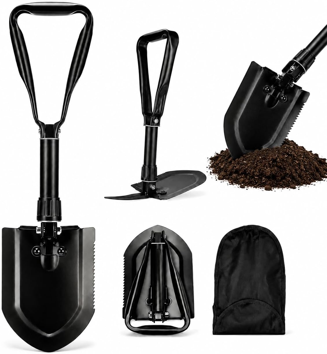 Multifunktionale 58 Cm Klappschaufel Aus Hochfestem Kohlenstoffstahl - Schaufel Kompatibel Mit Hacke Und Tasche Für Den Outdoor-einsatz - Geeignet Für Camping, Schneeräumen, Gartenarbeit Und Graben (s