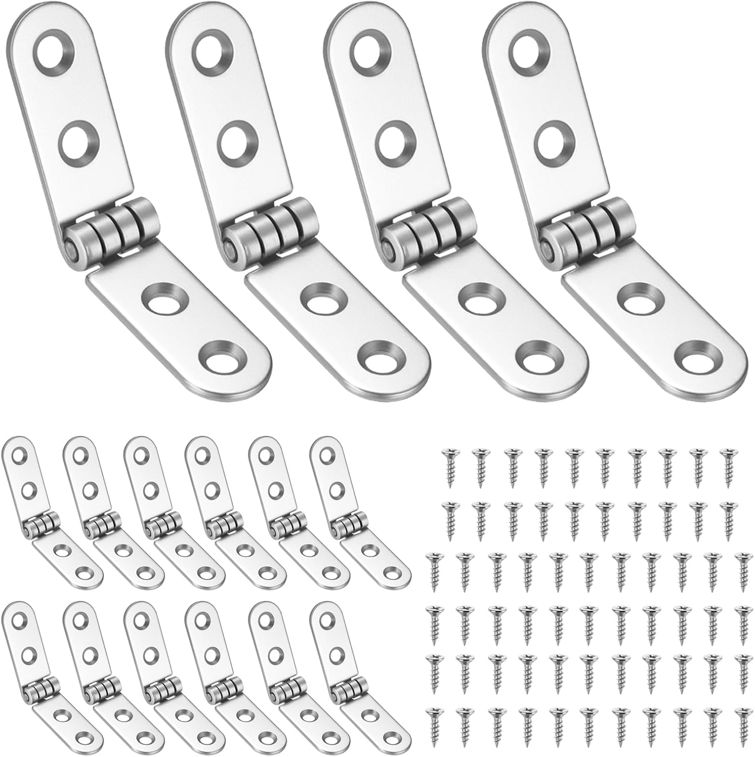 Set Mit 16 Flachen Scharnieren, Scharniere Für Küchenschranktüren, 180°-klappscharniere, Kompatibel Mit Holztüren, Schränken, Möbeln Und Klapptischen.