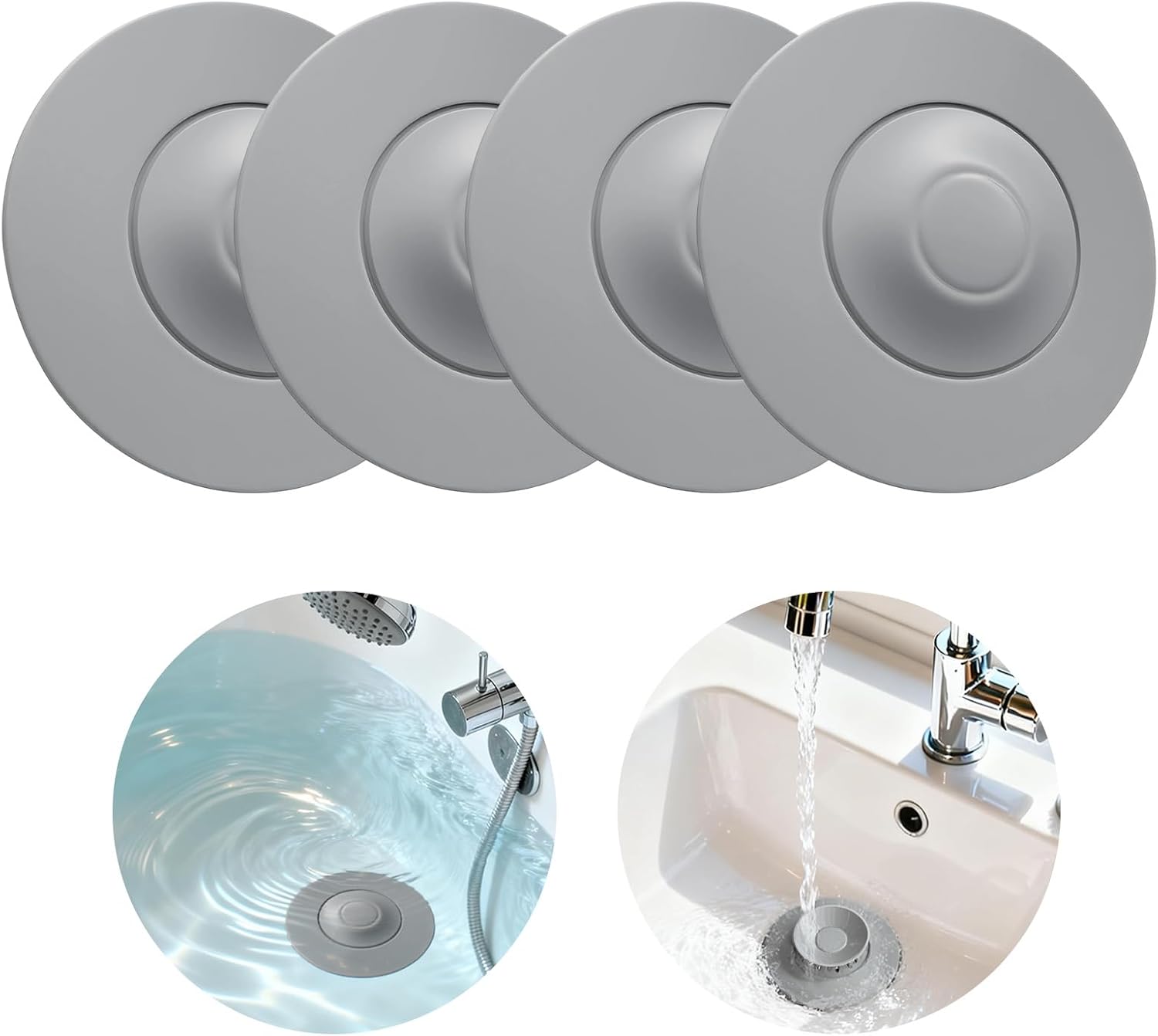 Set Mit 4 Rutschfesten Silikon-abflussstopfen, Passend Für Spülbecken Mit Haarsieb Und Badewannen. Geeignet Für Spülbecken, Badezimmer Und Küchen.