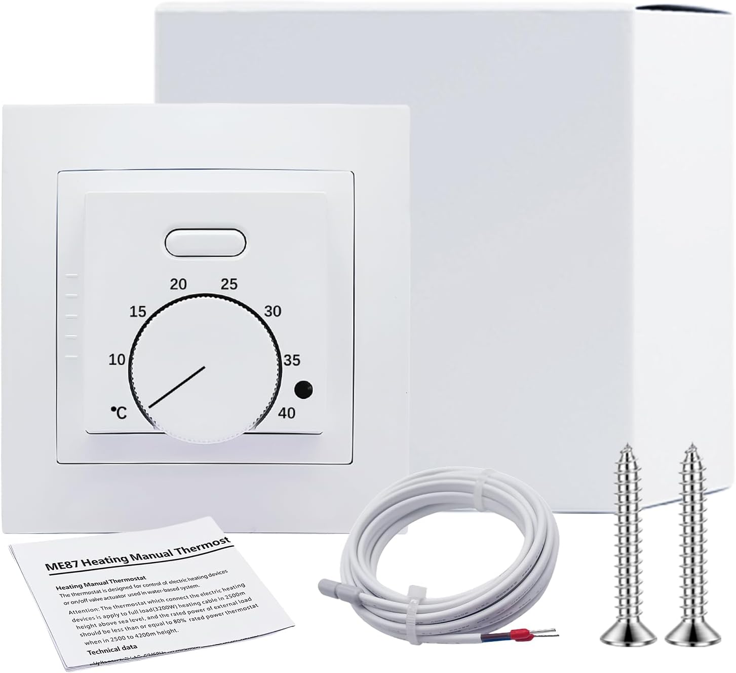 Mechanischer Thermostat Mit Sonde, 230 V Wechselstrom, 16 A, Für Heizungsanlagen. Kompatibel Mit Haushaltsheizgeräten, Garantiert Er Sicherheit, Energieeinsparung Und Komfort.