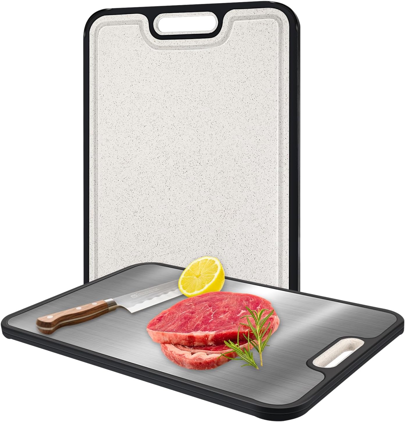 Schneidebrett Aus Edelstahl, Ideal Für Die Küche. Antibakteriell Und Mit Kratzfester Netzoberfläche. Geeignet Für Fleisch, Käse, Brot, Gemüse Und Obst.