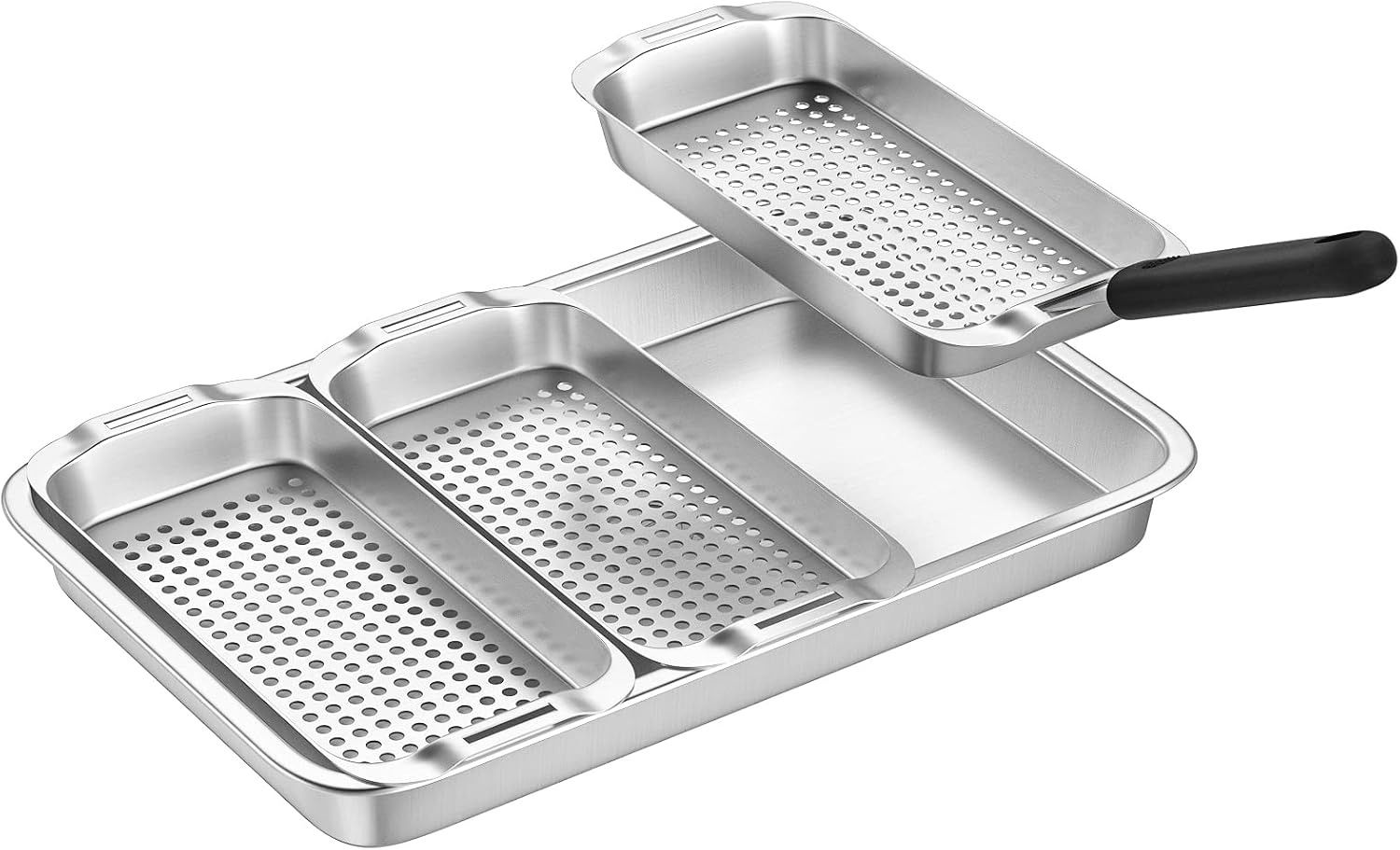 Grillkorb-set, Grillkorb Aus Edelstahl, Grillkorb Für Gemüse, Grillkörbe, Grillblech Mit Löchern, Geeignet Für Gemüse, Fleisch Und Fisch