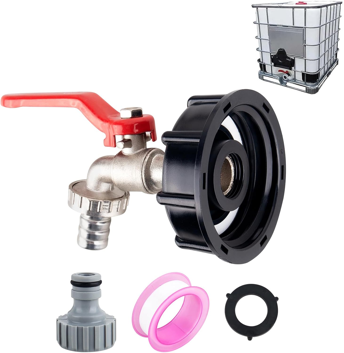Wasserhahnanschluss Für 1000l Ibc-tank S60x6 Mit 1/2"-schlauchanschluss, Tankadapter Aus Aluminiumlegierung, Gartenhahn [nx]