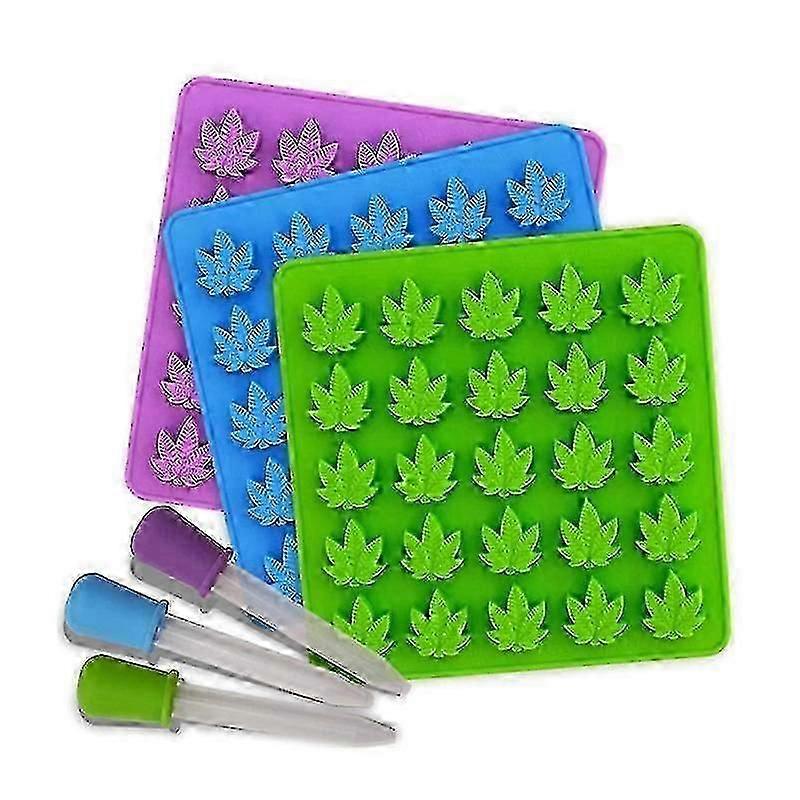 Set Mit 3 Silikonformen, Geeignet Für Marihuana-blätter, Süßigkeiten Und Andere Dekorationsartikel.