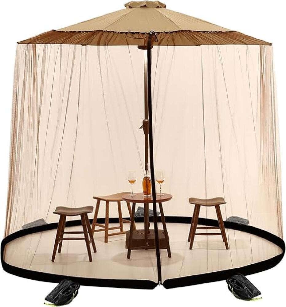 Das Moskitonetz Ist Dank Reißverschluss Und Verstellbarer Kordel Mit Sonnenschirmen Kompatibel Und Eignet Sich Ideal Für Garten, Hof, Pavillon Und Andere Außenbereiche.
