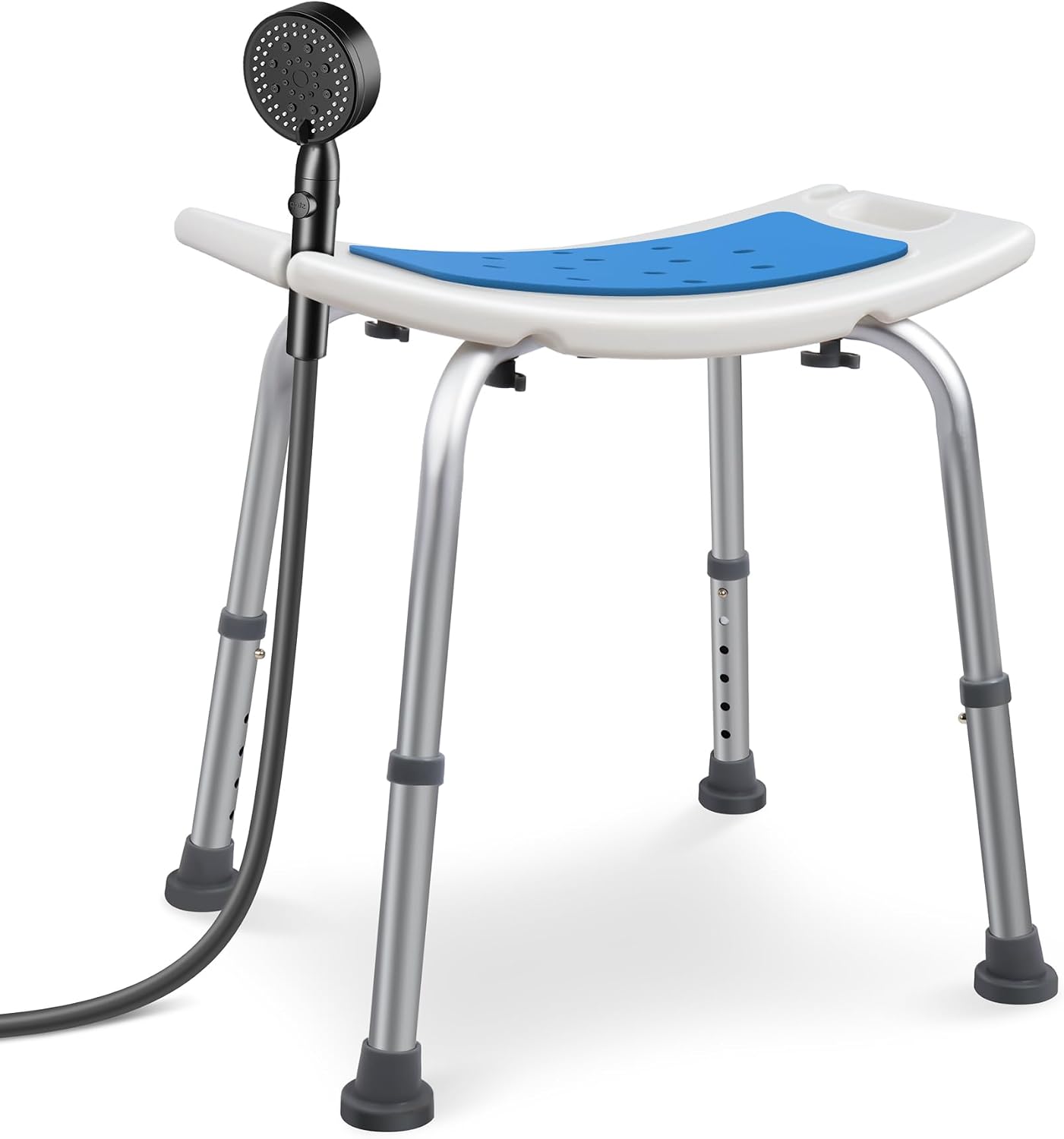 Höhenverstellbarer Duschhocker (38–52 Cm), Ergonomischer Duschsitz Mit Rutschfesten Füßen, Geeignet Für Senioren, Badewannenstuhl, Maximale Belastbarkeit 136 Kg