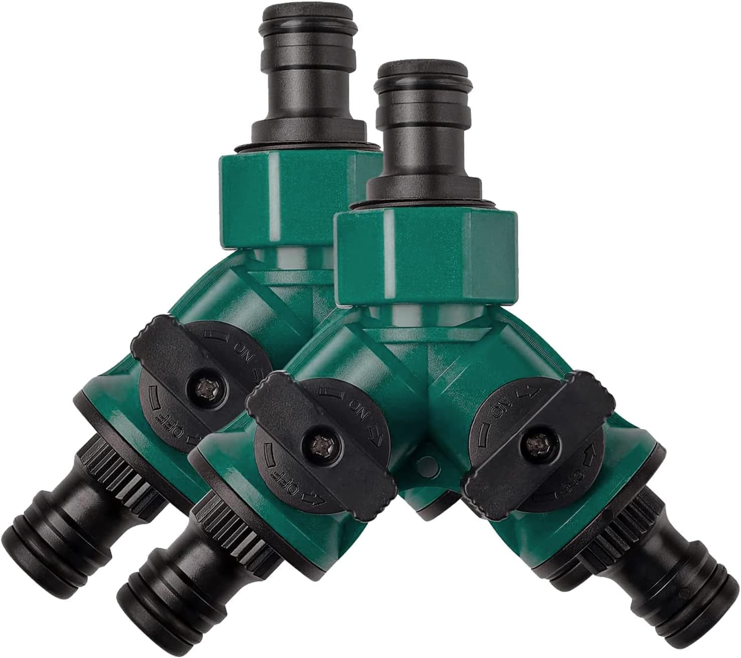 Set Mit 2 Zweiwege-gartenschlauchverbindern Mit Absperrventil – Schnellkupplung – Gartenschlauch – Kompatibel Mit 3/4"-wasserhahn
