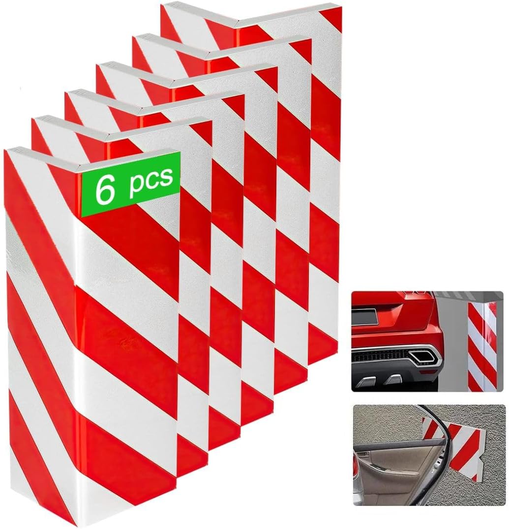 Garagen-schaumstoffschutzset (6-teilig) – Schützt Säulen Und Wände – 2 Cm Hochdichter Schaumstoff – Rot-weiße Reflektierende Klebefläche – 40 X 15 X 2 Cm – Stoßdämpfender Schutz Für Garagen