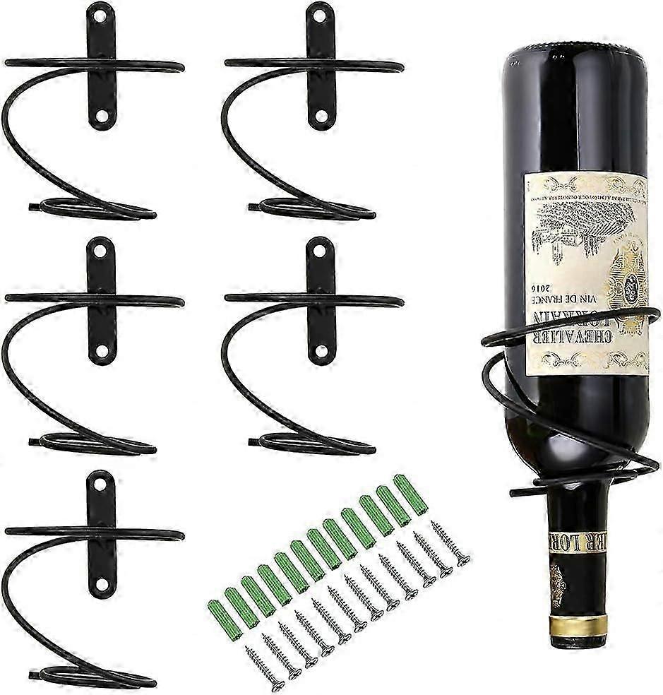 Set Mit 6 Wandmontierten Weinflaschenhaltern Aus Eisen – Kompatibel Mit Rotweinflaschen, Hängendes Flaschenregal, Spi Yxi