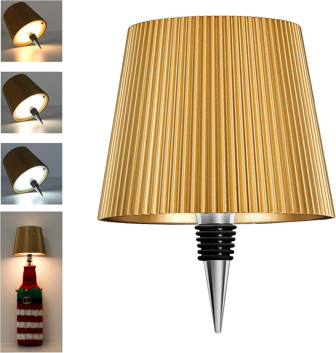Goldene Led-flaschenleuchte, Usb-c-aufladbar, Kabellos, Ip54, 3 Einstellbare Farbtemperaturen, Geeignet Für Glasflaschen, Tische, Balkone, Terrassen, Camping Und Partys