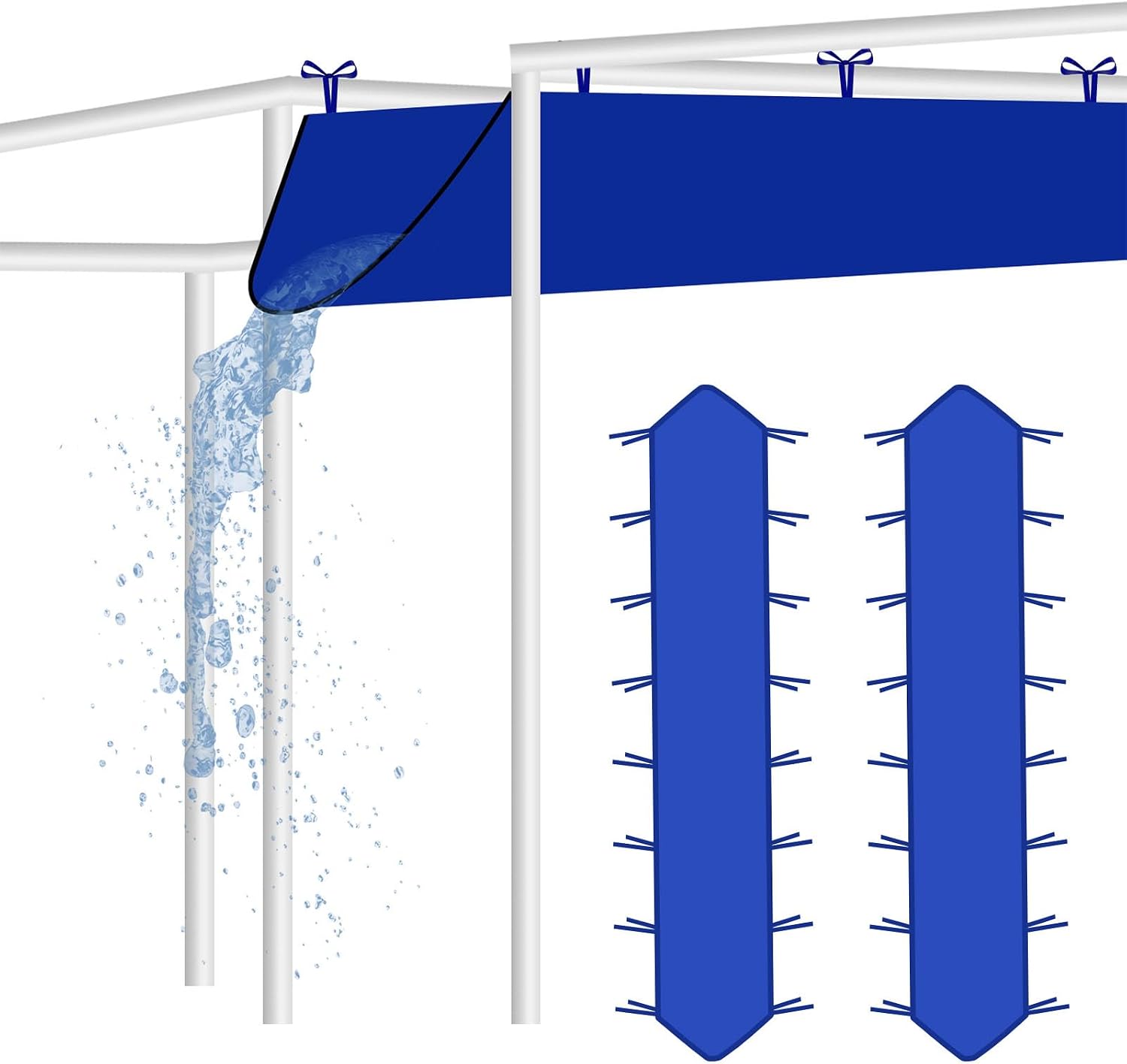 2er-set, Kompatibel Mit Verstärkten Dachrinnen. Geeignet Für 3-m-faltzelte, Einfache Entwässerung, Ersatzteile Erhältlich. Ideal Für Sommerliche Outdoor-veranstaltungen – Blau