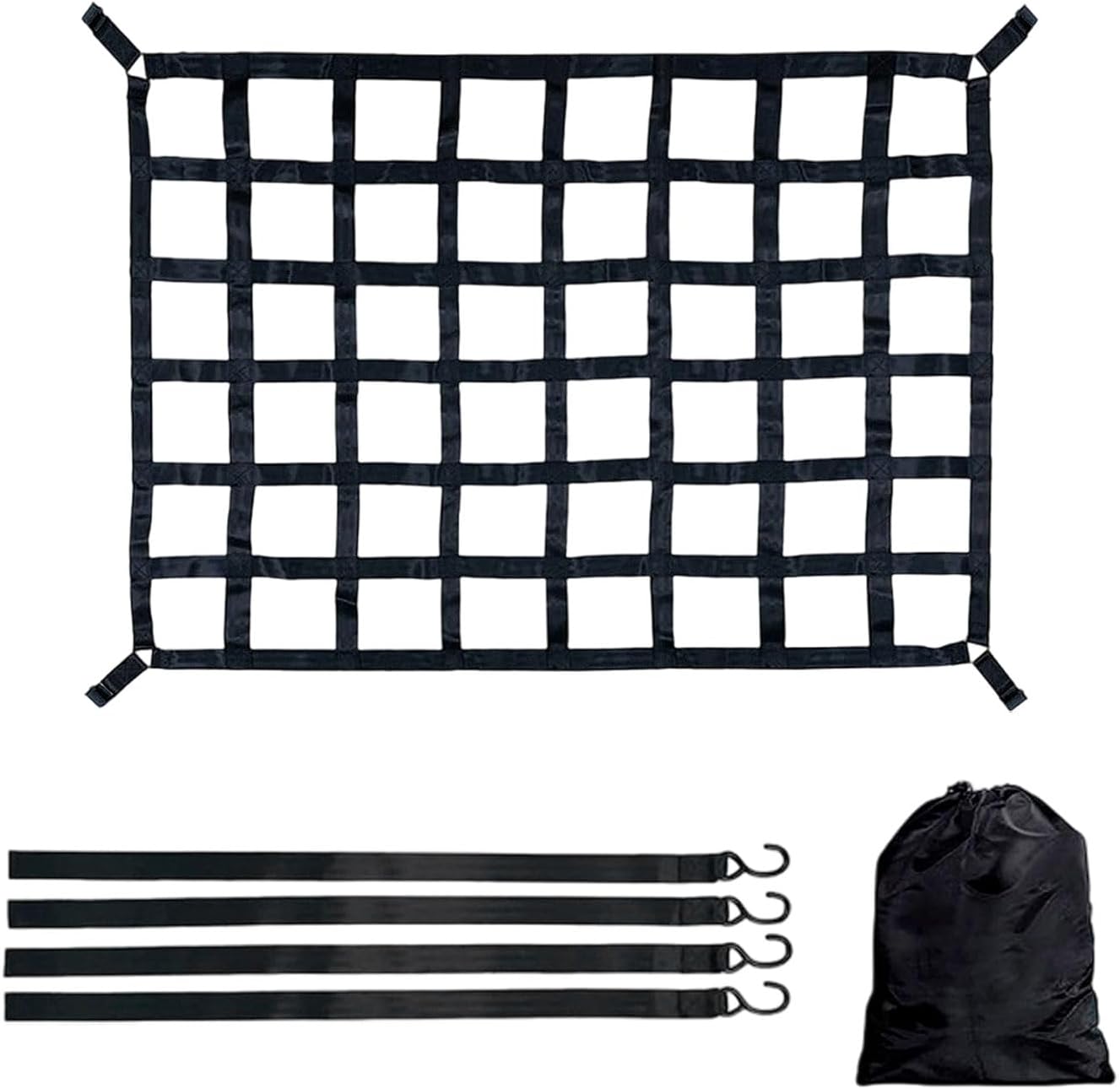 Gepäcknetz Kompatibel Mit Pkw (127 X 106 Cm), Lkw-dachnetz/barriere, Verstellbares Gepäcknetz, Hebenetz Kompatibel Mit Sicherheitsgurten, Schwerlast-anhängernetz
