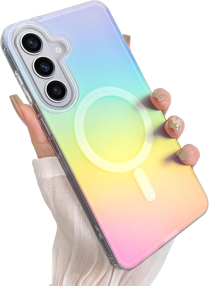 Niedliche Glitzerhülle Für Samsung Galaxy S26, Magsafe-kompatibel, Funkelndes Regenbogen-design, Schimmerndes Blau Und Rosa, Ideal Für Frauen Und Mädchen