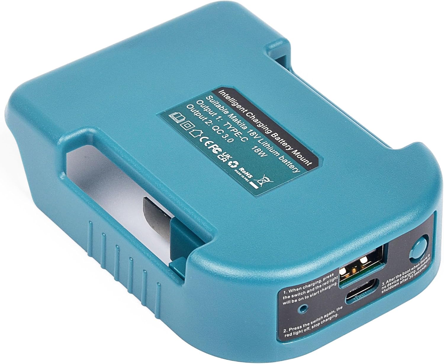 Adapter Kompatibel Mit Dem Makita 18v Lithium-ionen-akku Mit Usb-a-ladegerät Und Typ-c-netzteil Kompatibel Mit Dem Makita 18v Lithium-ionen-akku (5v 2,1a Ausgang)