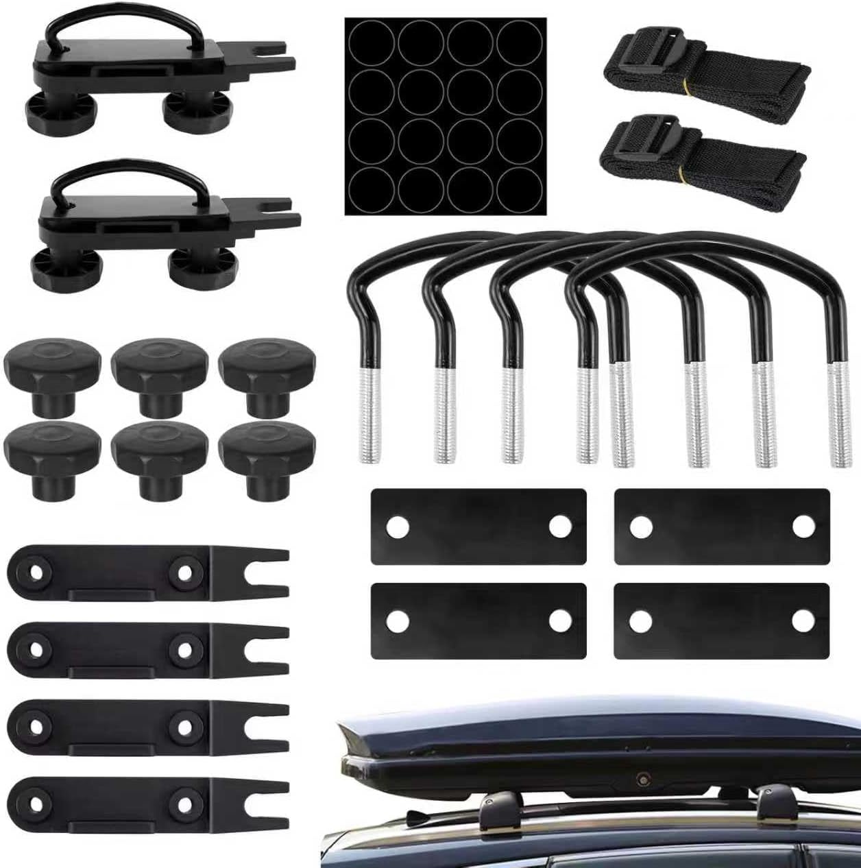 U-förmiges Dachbox-montageset – Universelle Dachboxhalterung – Dachbox-montageset – 23-teilig – Universelles Dachbox-montageset – Kompatibel Mit Pkw Und Transportern