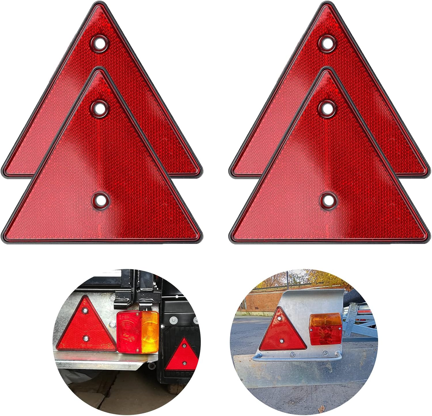 Dreieckiger Anhängerreflektor, Dreieckige Reflektoren, Dreieckiges Katadioptrisches Licht, Set Mit 4 Reflektierenden Dreieckigen Rückleuchten, Kompatibel Mit Fahrrad-, Motorrad- Und Autozubehör.