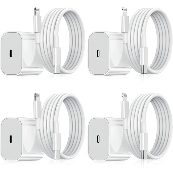 Iphone-ladegerät – Schnellladegerät – Adapter + 20-w-usb-c-kabel, Weiß, 4er-pack, Iphone (nt), 4er-pack, Iphone (nx), 4er-pack