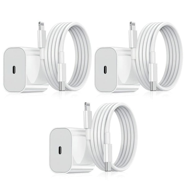 3er-pack Iphone-kompatible Ladegeräte – Schnellladeadapter + 20w Usb-c Weiß (nt)