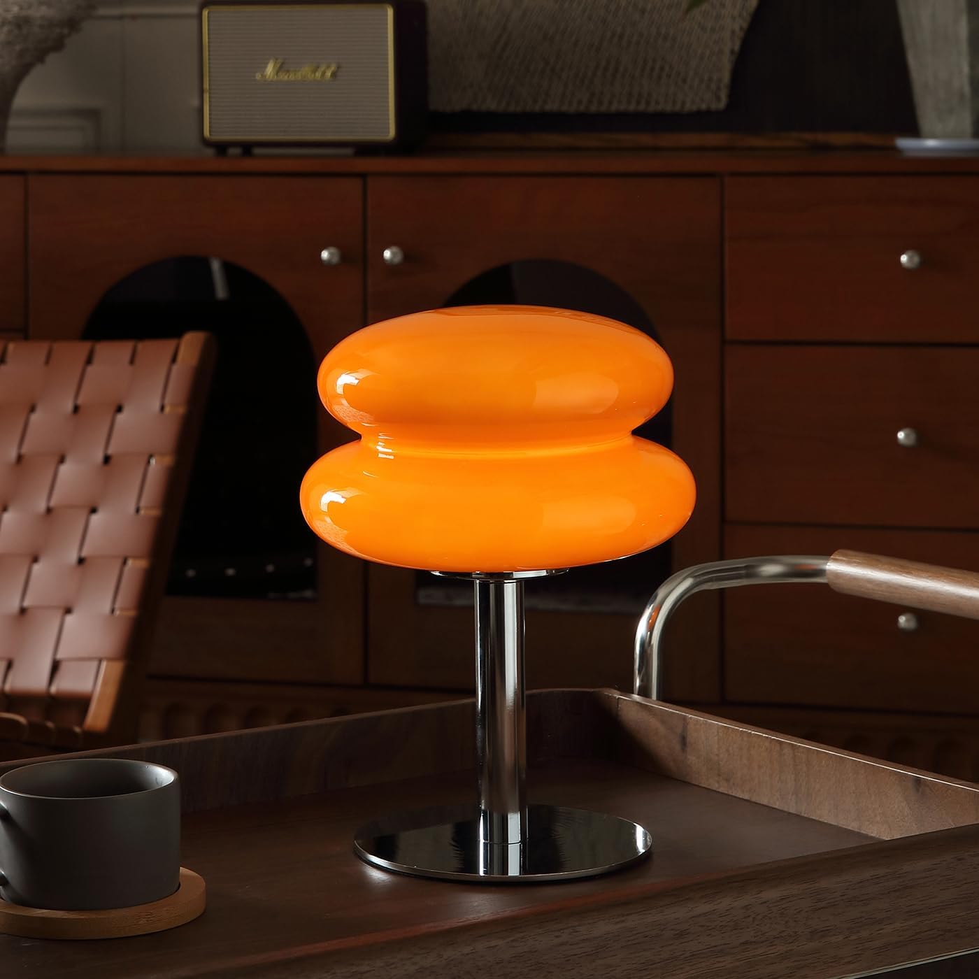 Nachttischlampe Aus Glas Fürs Schlafzimmer, Pilzlampe Im Mid-century-modern-stil, Retro-eierkuchenlampe, Hübsches Nachtlicht, Perfektes Geschenk Für Ein Mädchen, Orange[nx]