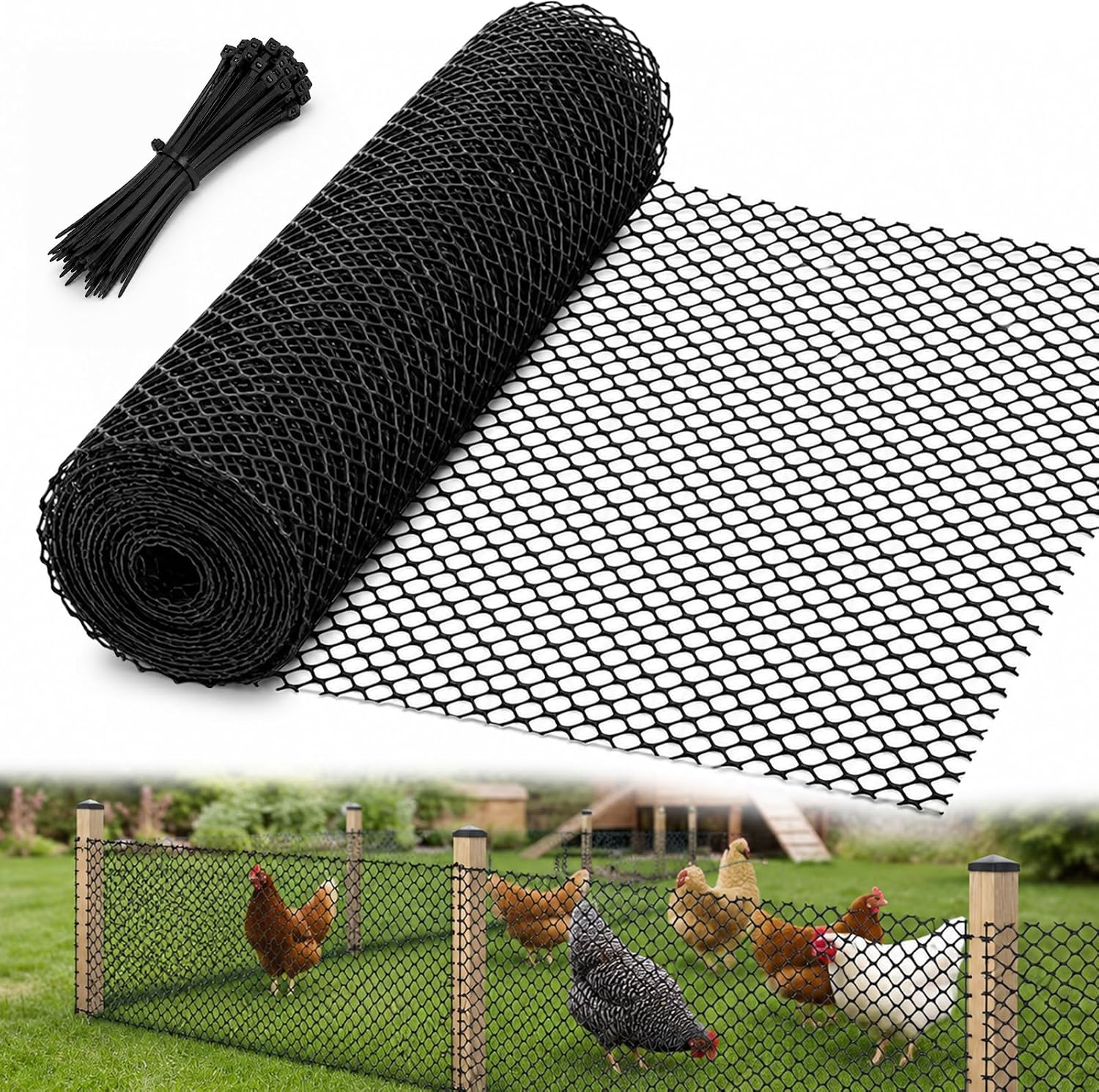 Kunststoff-zaunrolle, 5 M X 40 Cm Maschenweite, Vielseitig, Schwarz, Mit Zuschneidbarem, Strapazierfähigem Netzgewebe, Geeignet Zum Schutz Von Bäumen Und Als Absperrung. Geeignet Für Katzen, Hunde Und