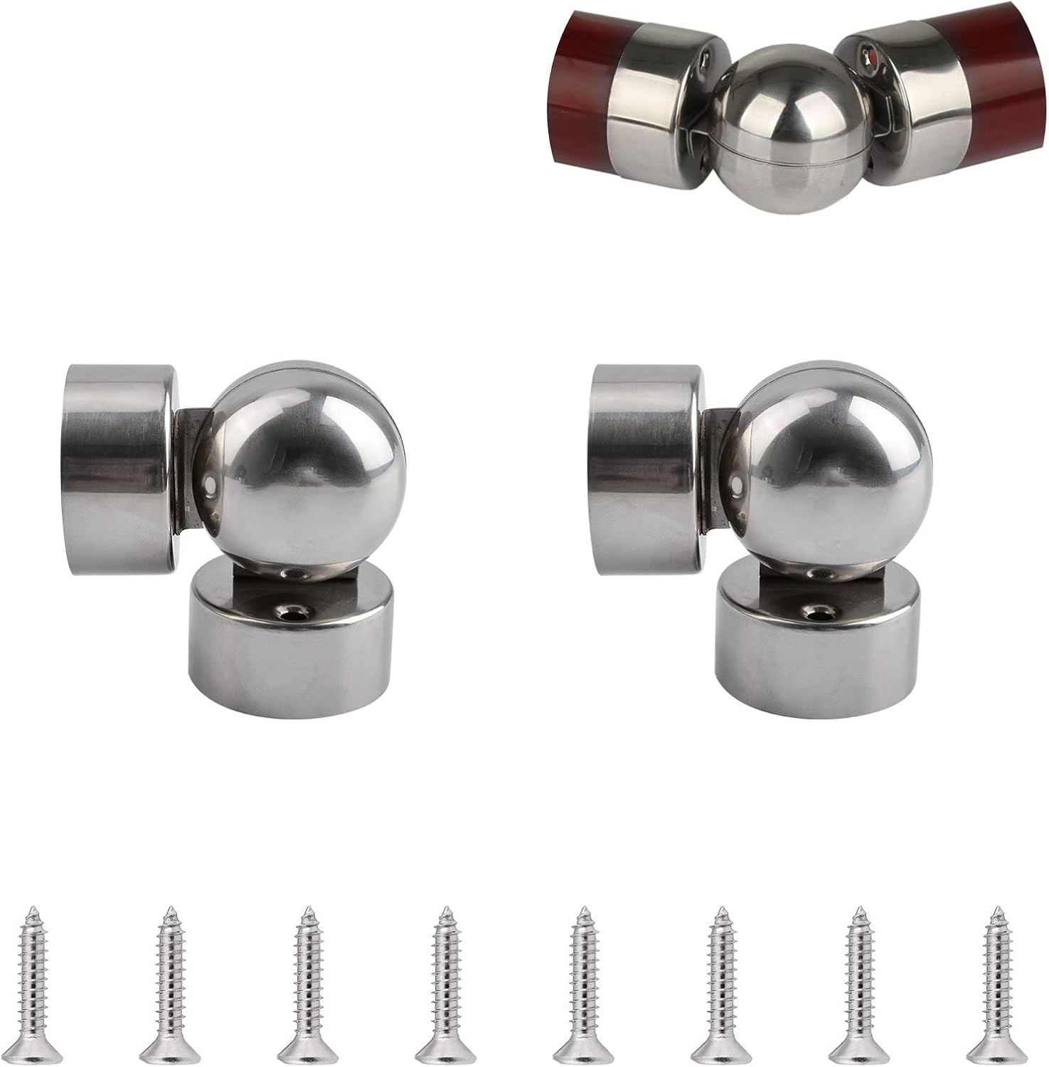 Set Mit 2 Universellen Runden Edelstahlverbindern, Kompatibel Mit 45-mm-handläufen
