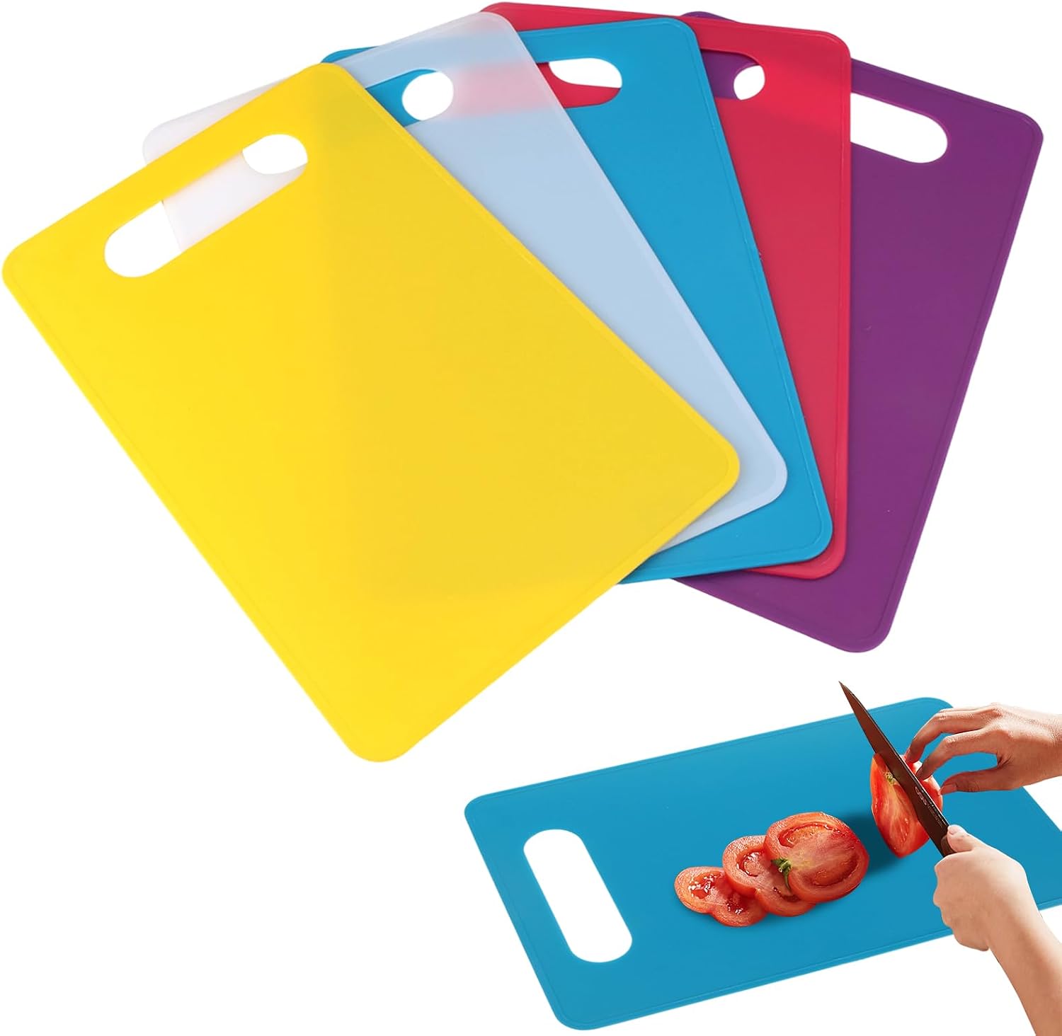 Set Mit 5 Schneidebrettern Aus Kunststoff, 29 X 19 Cm, Antibakteriell, Rutschfest, Bpa-frei, Küchengeeignet, Spülmaschinenfest, Ideal Für Fleisch, Gemüse Und Obst.