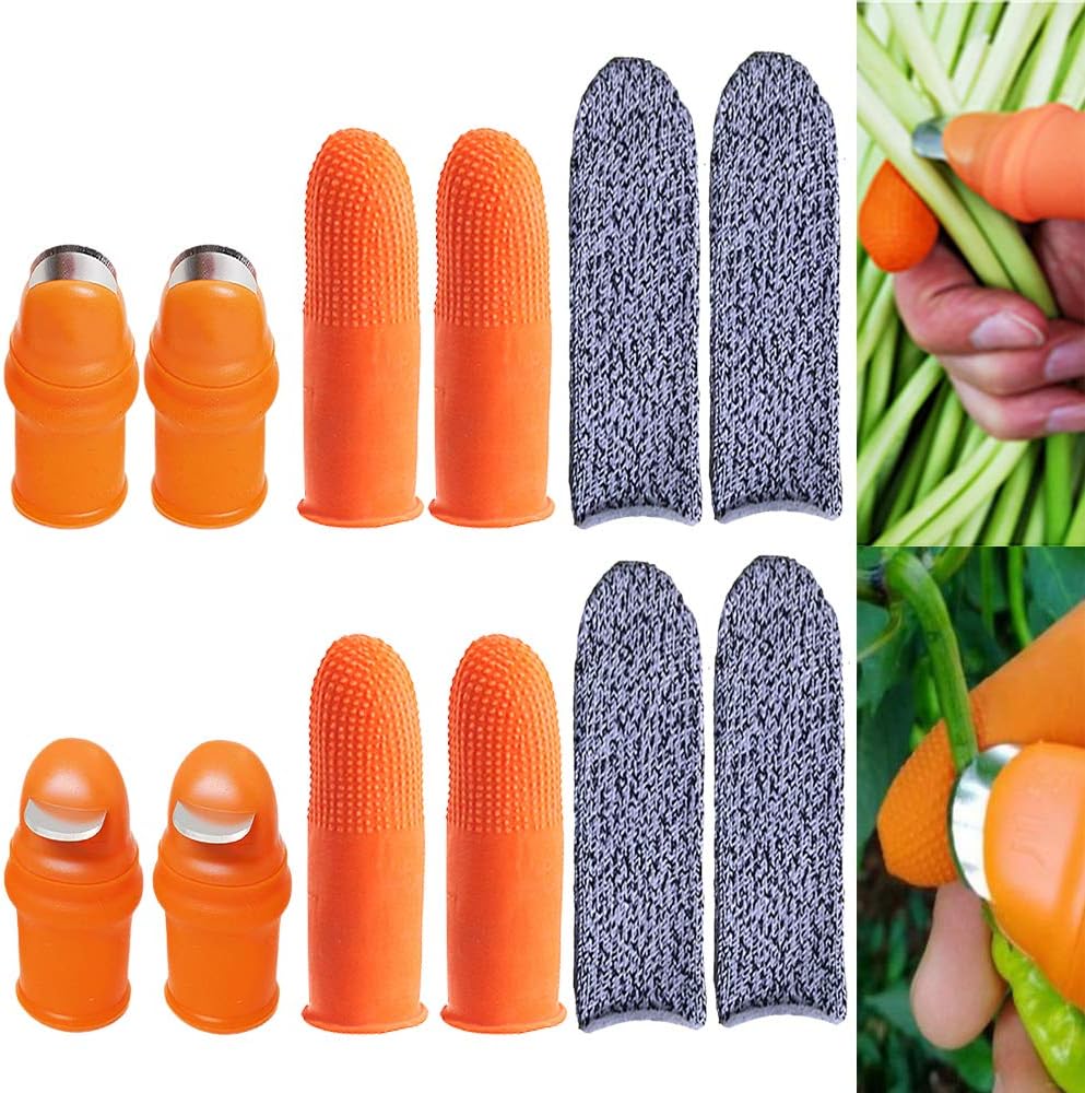 Set Mit 12 Silikon-daumenmessern Mit Schnittfesten Fingerschutzkappen – Messer Für Obst, Pflanzen Und Garten – Geeignet Zum Schneiden Von Pflanzen, Obst Und Gemüse