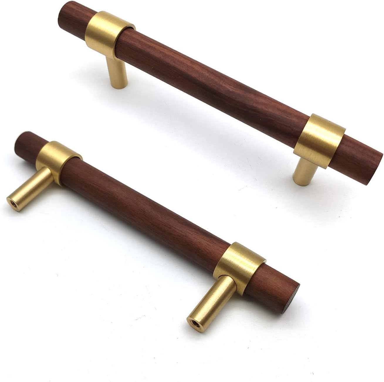 Set Mit 6 Walnussfarbenen Messing-türgriffen