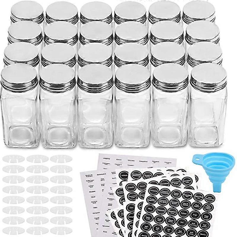 12 Gewürzgläser/-flaschen Aus Glas – Mit 20 Gewürzetiketten – Streudeckel Und Kompatibel Mit Luftdichten Metalldeckeln – Inklusive Zusammenklappbarem Silikontrichter