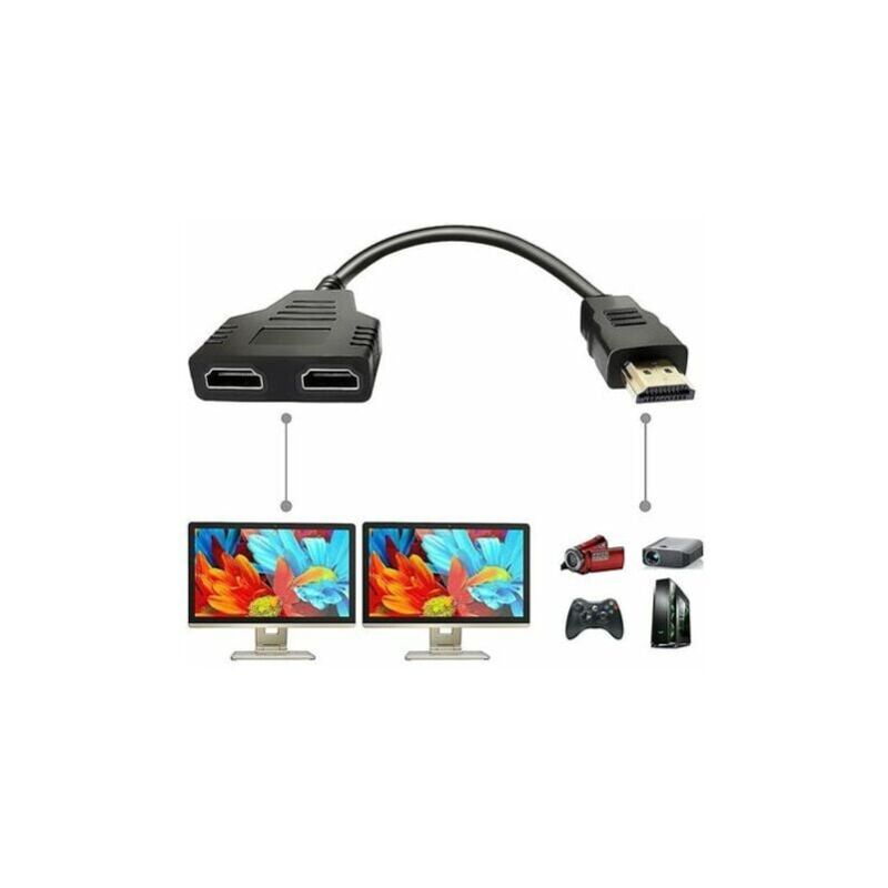 Hdmi-splitter, 1 Eingang, 2 Ausgänge – Kompatibel Mit Vergoldeten Hdmi-steckern – Umweltfreundlicher Pvc-mantel – Verdrillte Kabel – Geringe Störungen