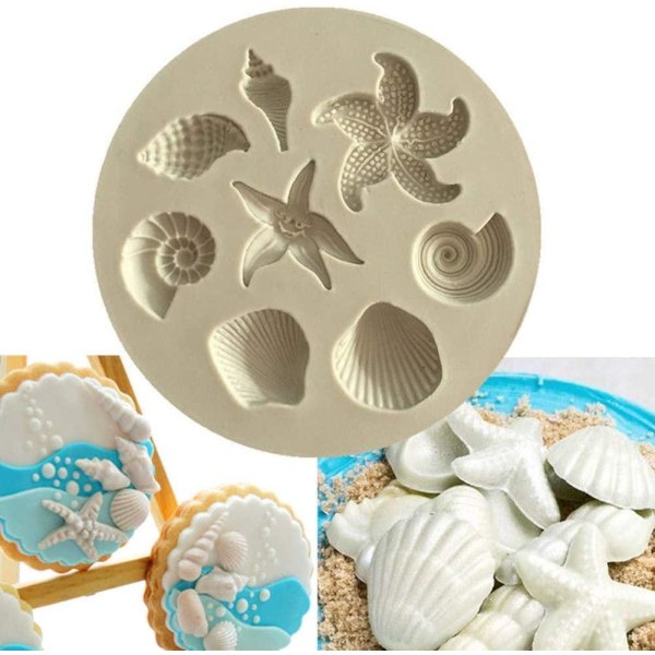 Silikonform In Mintgrün Mit Seestern- Und Muschelmotiv [nx]