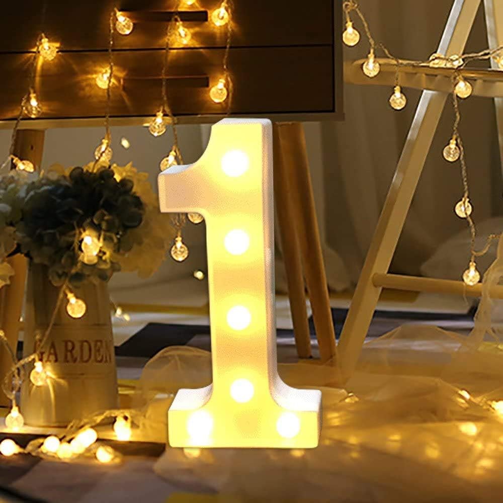 (1) Dekorative Led-leuchtzahl, Led-leuchtzeltschild, Batteriebetrieben, Geeignet Für Hochzeitsfeiern, Partys, Ferienhäuser, Badezimmer, Bars Und Hochzeitsdekorationen.