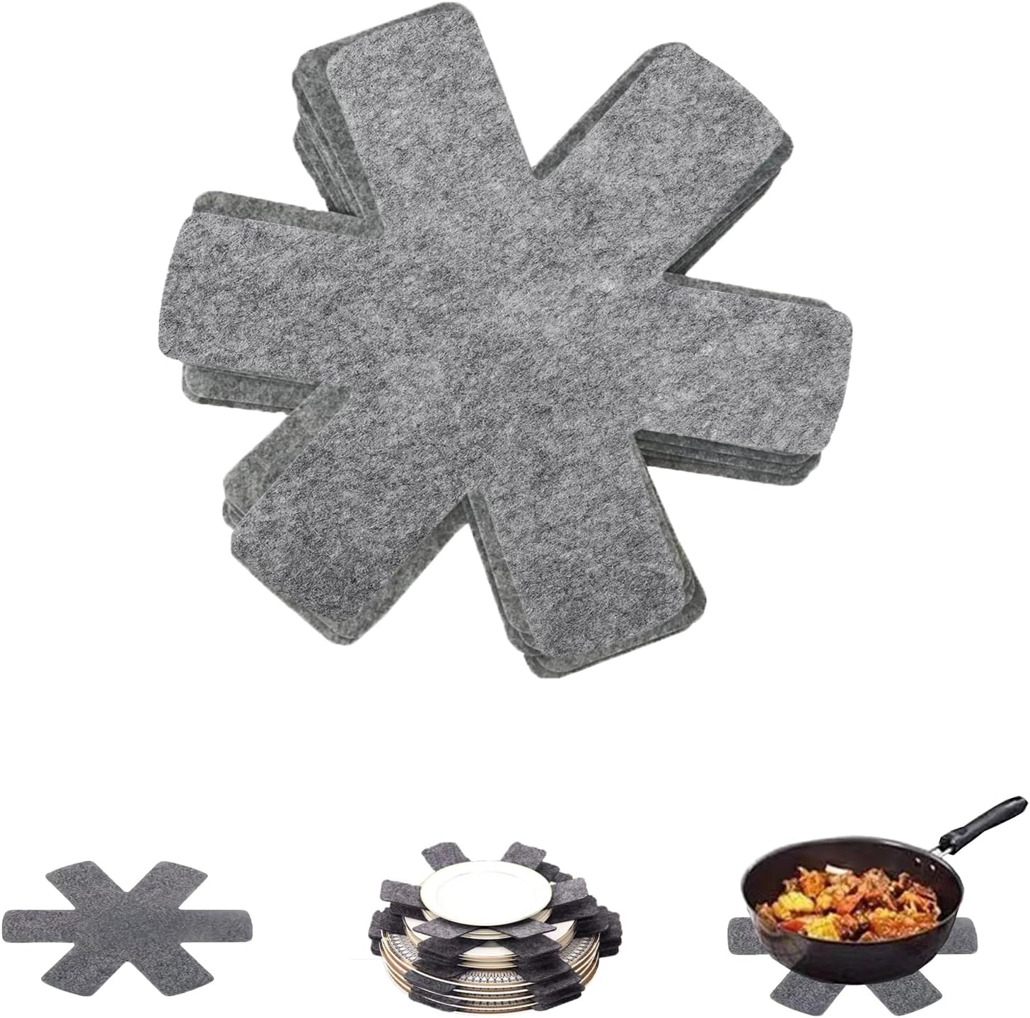 Set Mit 10 Rutschfesten Filzuntersetzern (26 Cm), Kompatibel Mit Tefal/wmf/elo Pfannen - Küchenaccessoires, Die Ihre Möbel Schützen Und Die Lebensdauer Ihrer Pfannen Verlängern.