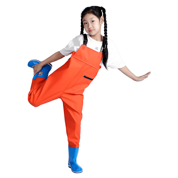 Wasserdichte Pvc-angelhose Für Kinder, Oberschenkelhoch, Orange, Größe 34/35 [nx]