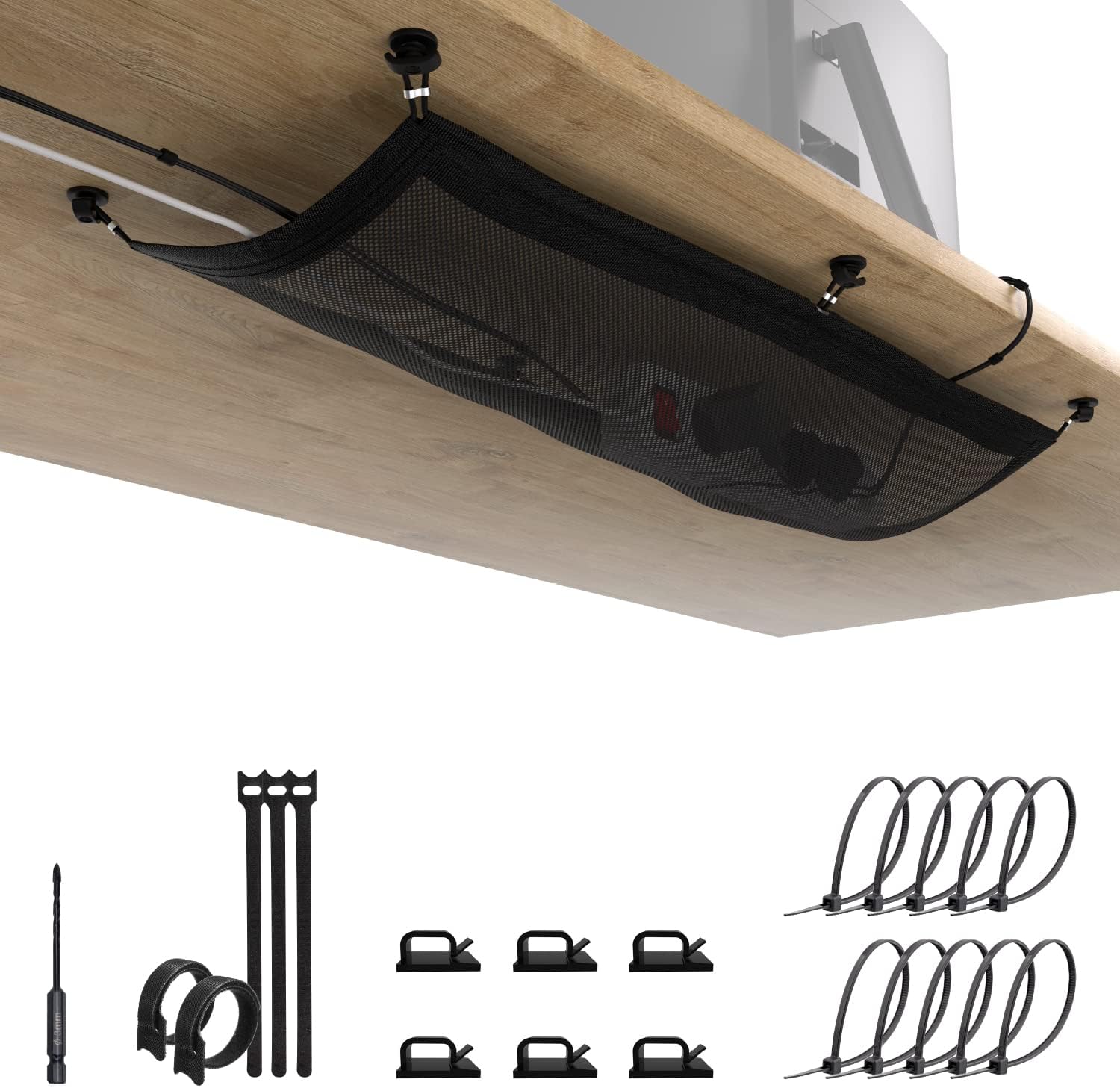 Kabelmanagement-set – Kabelkanal Für Unter Den Schreibtisch – Kabelorganizer Für Den Schreibtisch, Schwarz